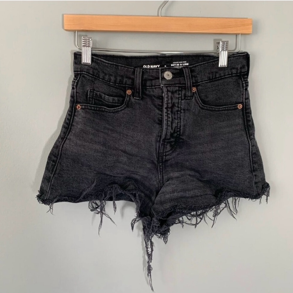 Old Navy Black Jean Shorts Distressed Casual Style